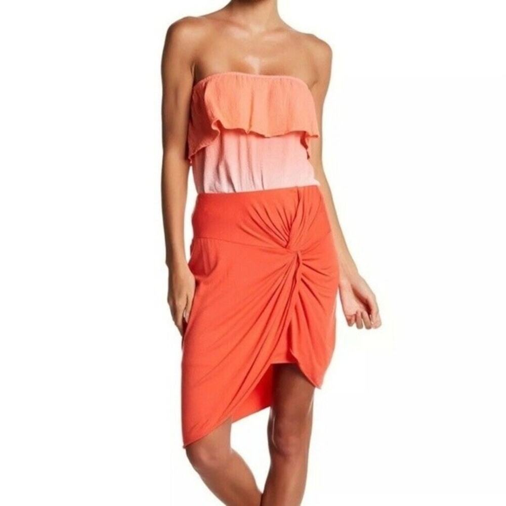 SOCIALITE Skirt Women's Twisted Tulip Orange Pencil Asymmetrical Size M NWT